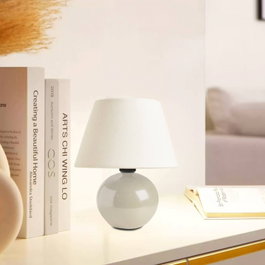 Opviq Lámpara de Mesa de Cerámica Crema